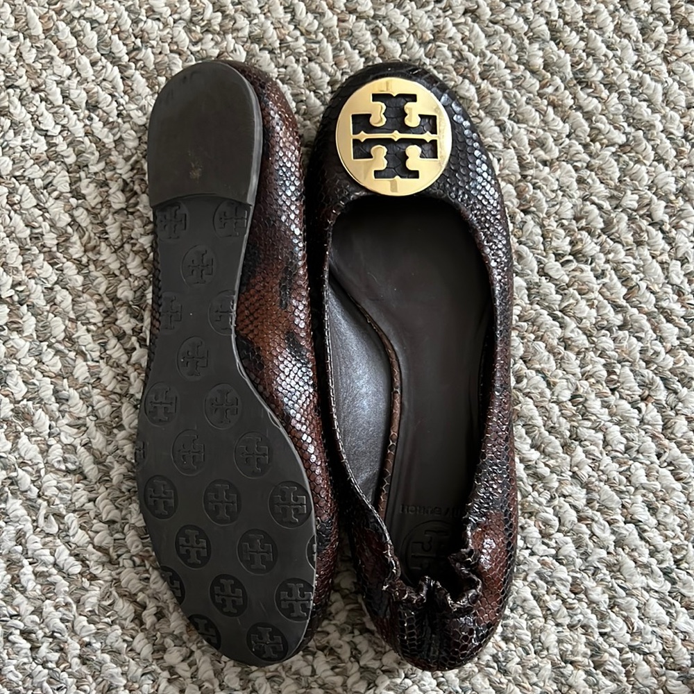 Tory Burch brown snakeskin ballet flat